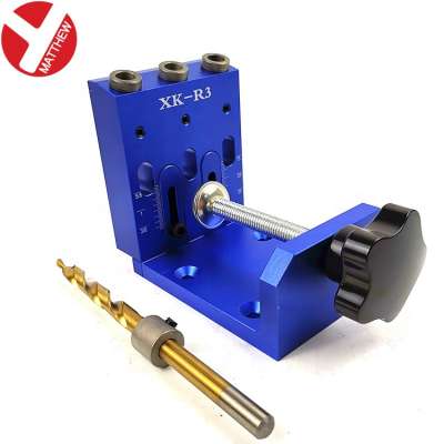 Aluminum Woodworking Pocket Hole Jig Drill Guider Doweling Joinery with three 9mm drill bush